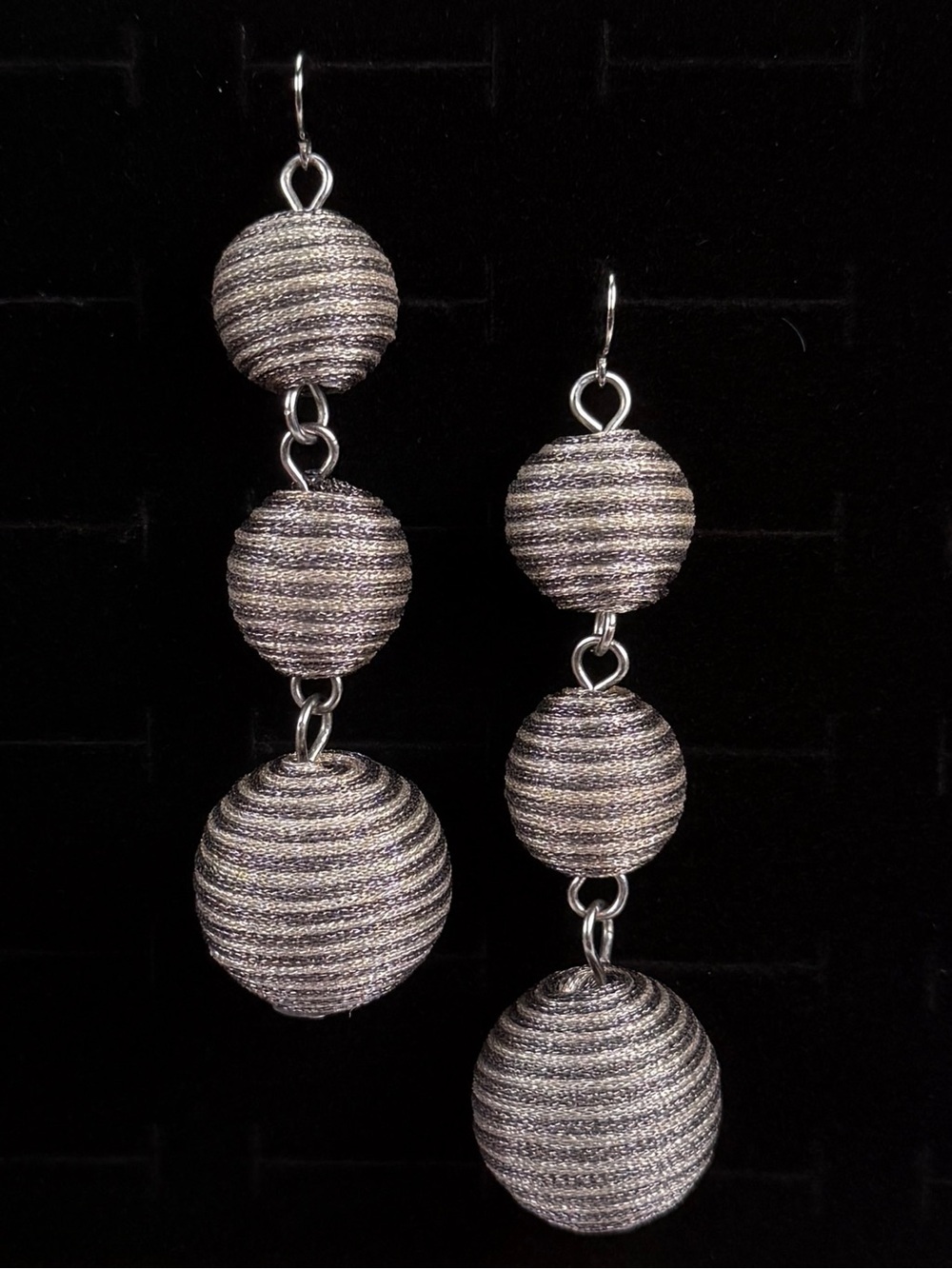 Pretty silvertone hanging ball, dangle costume earrings pierced